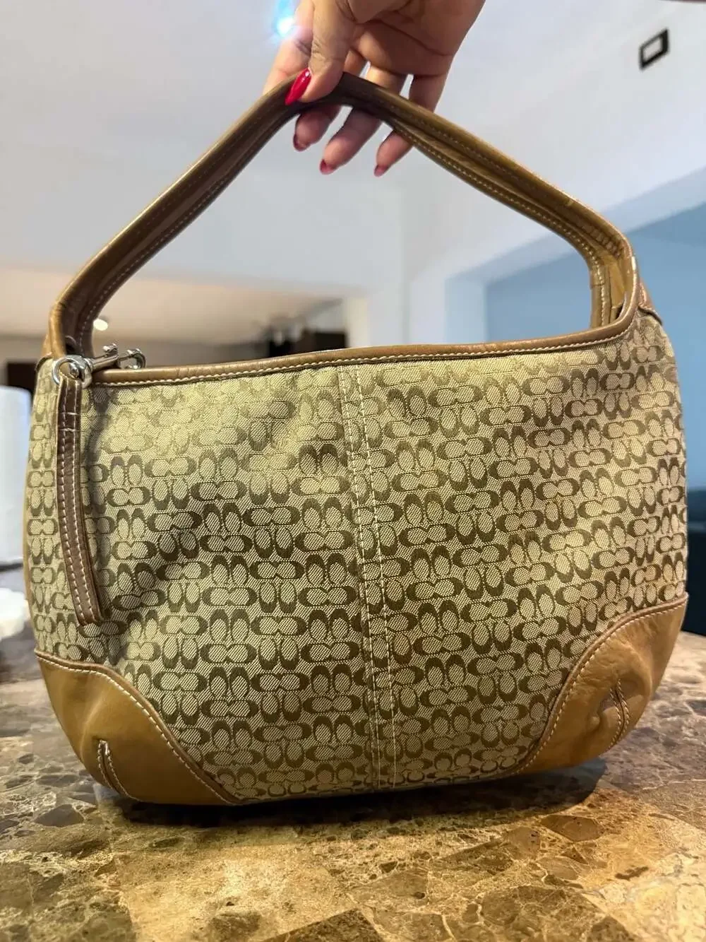 Coach Soho Signature Monogram Canvas Hobo Shoulder Bag